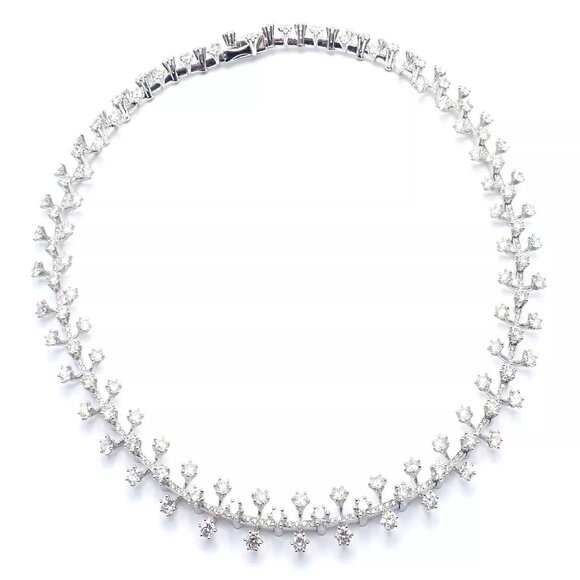 Authentic Tiffany & Co Spray Platinum Diamond Necklace Earrings Set Paper France - Picture 5 of 16